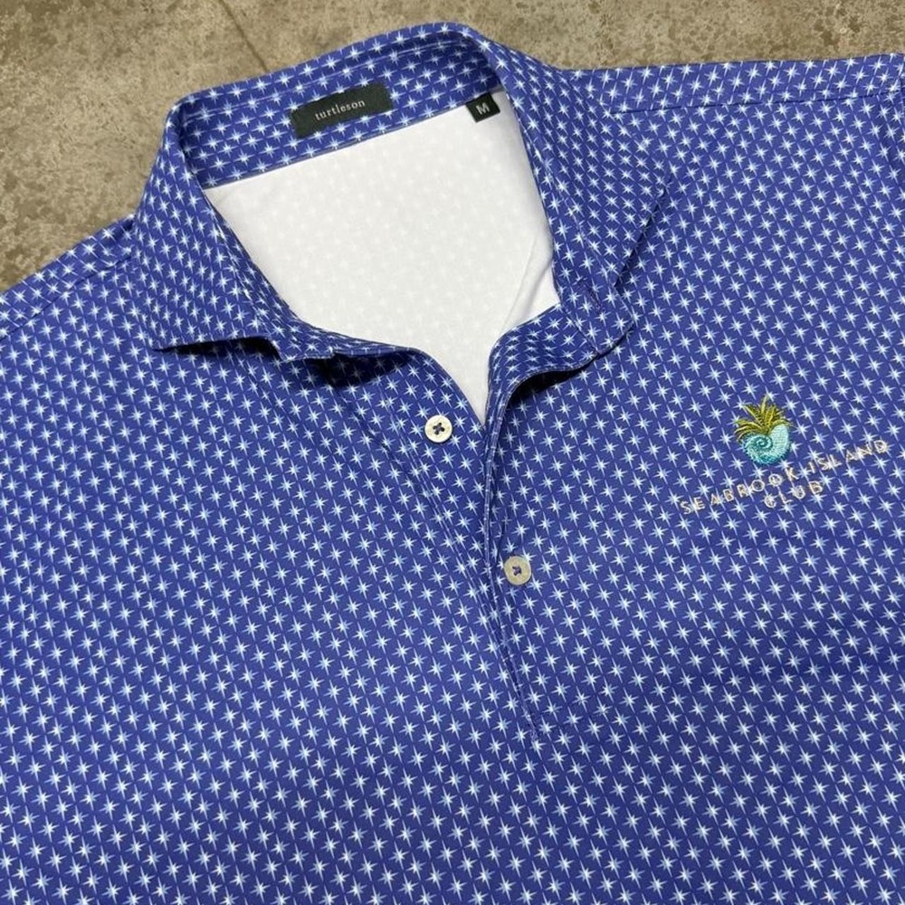 Turtleson Men's Performance Golf Polo Seabrook Island Golf Course Logo Sz Medium